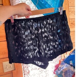 Vintage Silk‎ Tap Shorts Women Small Black Burnout Jacquard Intimates Lace Sheer